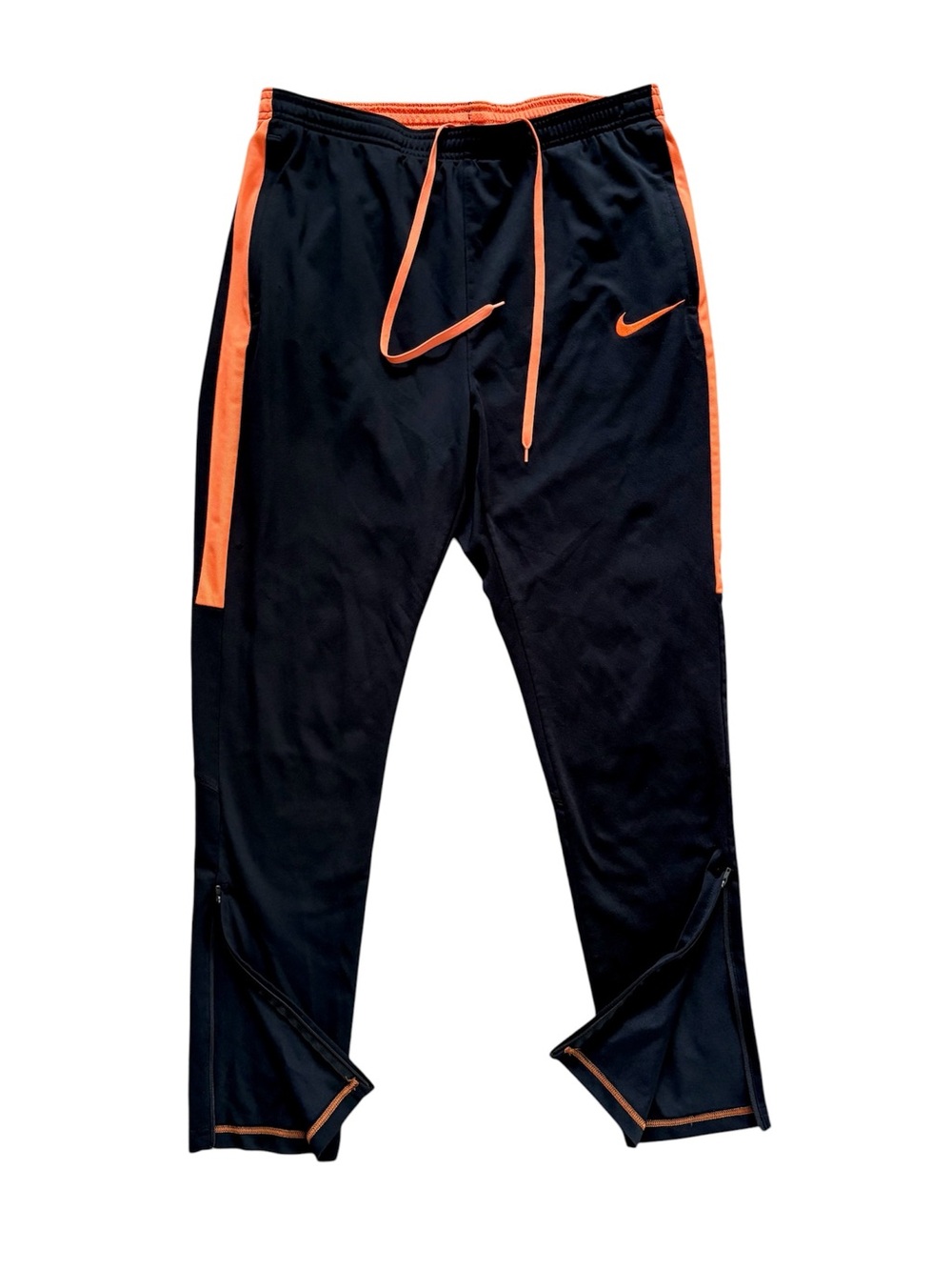 Nike Dri-Fit Academy Track Pants Flawed Black Orange Drawstring Ankle Zip Large